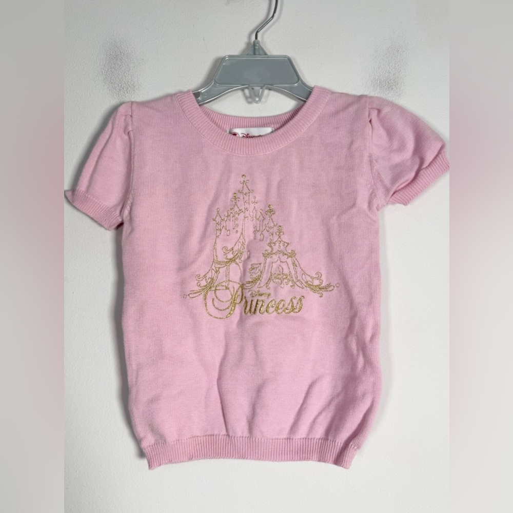 Disney Store Size XXS 2/3 Short-Sleeve 'Princess' Top Embroidered Sweater